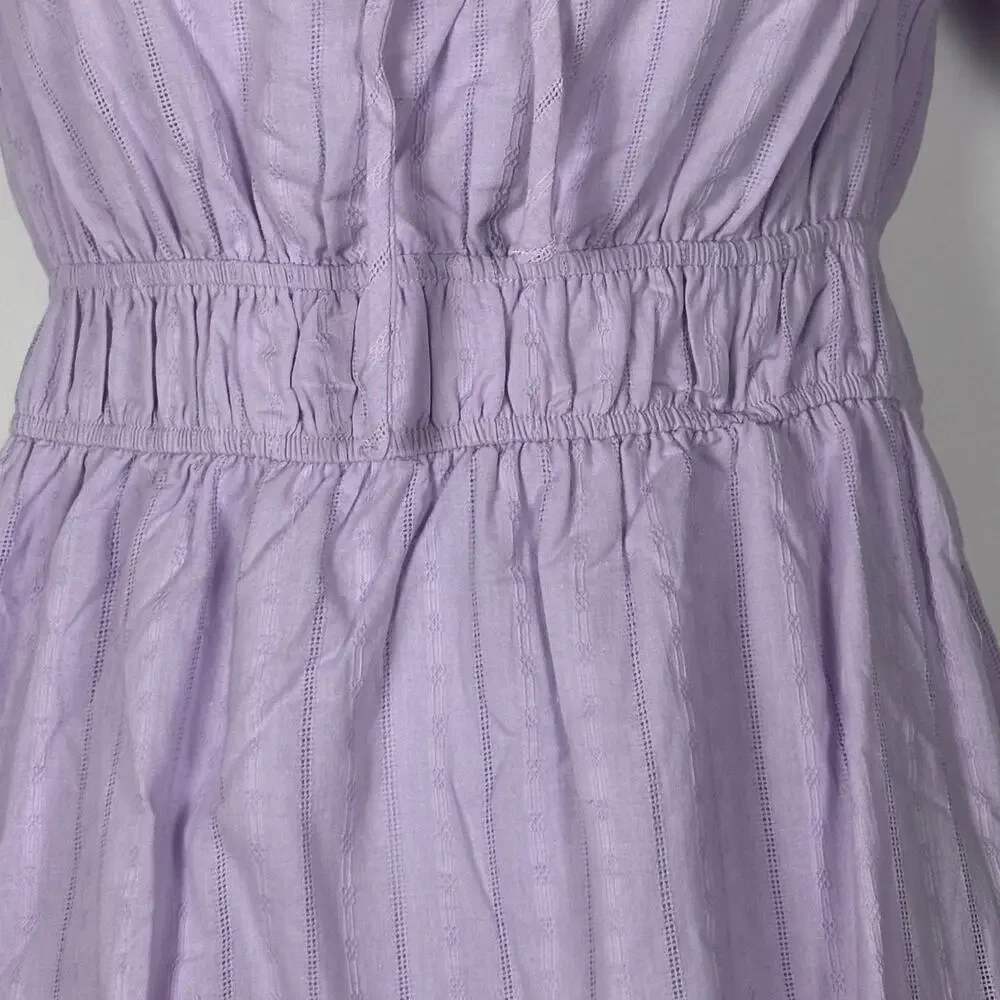 Lost + Wander Mini Dress Puff Sleeve Tiered Purple XS NWT